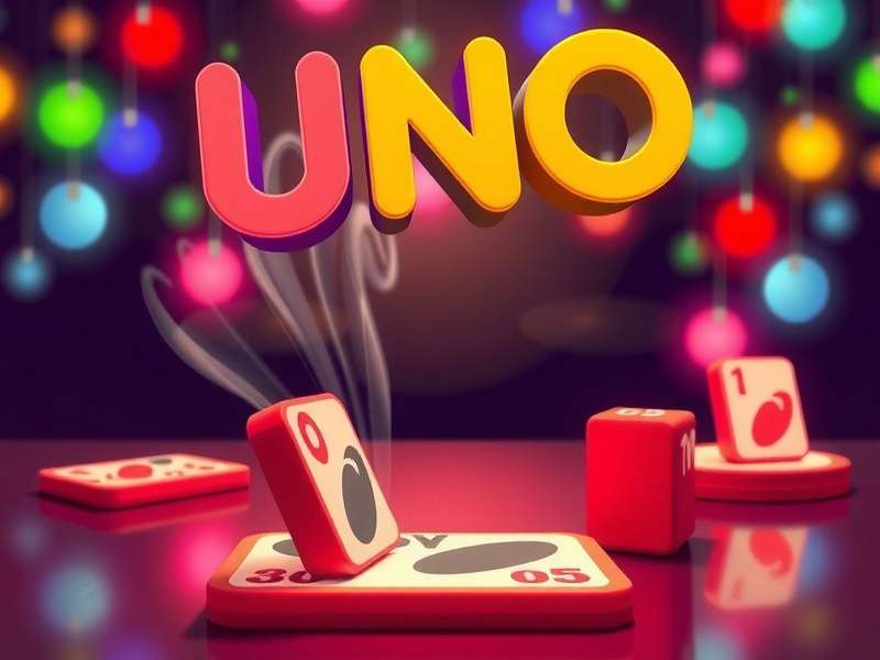 Happy family playing Uno card game together at a table