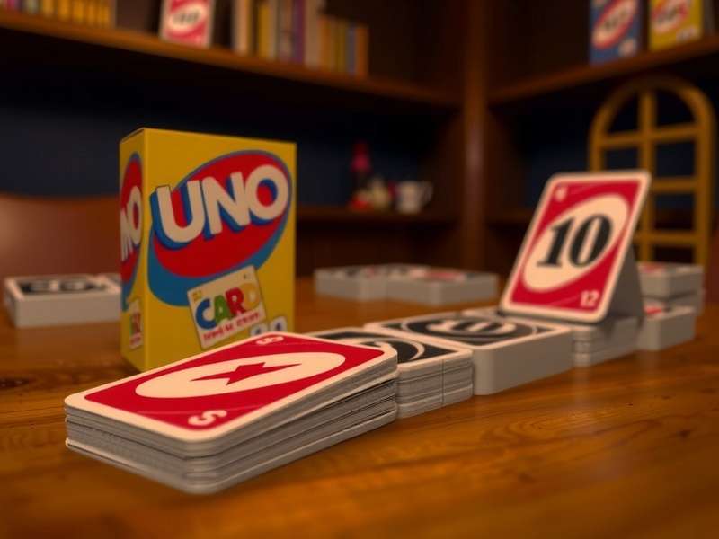 Uno Card Game – colorful deck of Uno cards spread on a wooden table